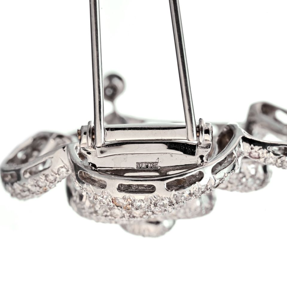 Van Cleef & Arpels 18K White Gold Diamond Orchid 5.00cts Brooch — view 5 — Laura Milman New York