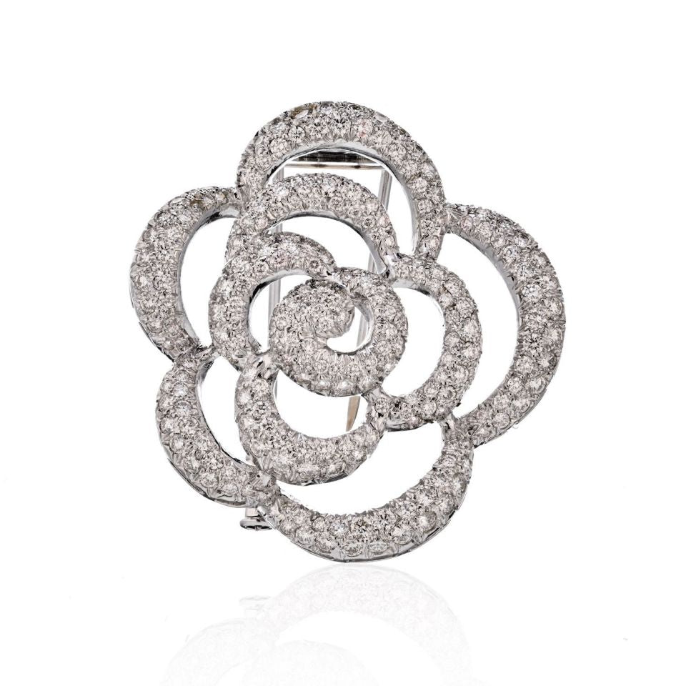 Van Cleef & Arpels 18K White Gold Diamond Orchid 5.00cts Brooch — Laura Milman New York