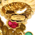 David Webb Platinum & 18K Yellow Gold Cabochon Ruby, Green Emerald Serpent Ring view 6