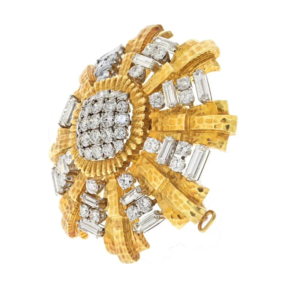 David Webb Platinum & 18K Yellow Gold 15.80cts Heraldic Diamond Pendant Brooch — view 2 — Laura Milman New York