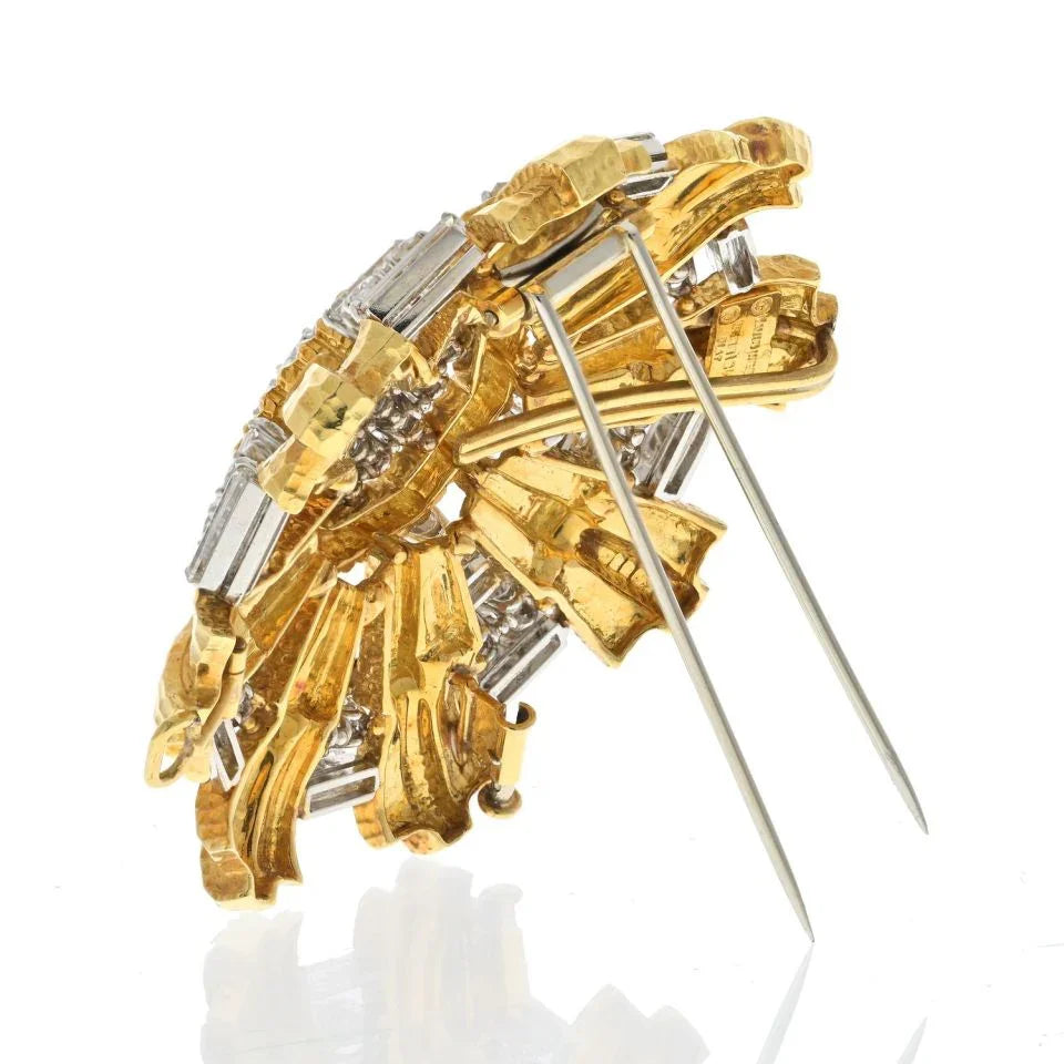 David Webb Platinum & 18K Yellow Gold 15.80cts Heraldic Diamond Pendant Brooch — view 3 — Laura Milman New York