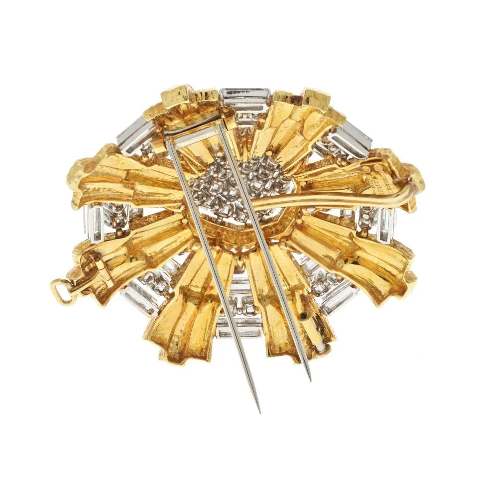David Webb Platinum & 18K Yellow Gold 15.80cts Heraldic Diamond Pendant Brooch — view 4 — Laura Milman New York