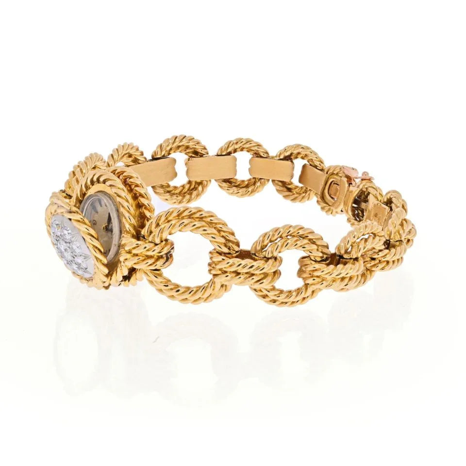 Pre-Owned Van Cleef & Arpels 18K Yellow Gold Diamond Cover Open Link Watch view 2 - Van Cleef & Arpels — Laura Milman New York