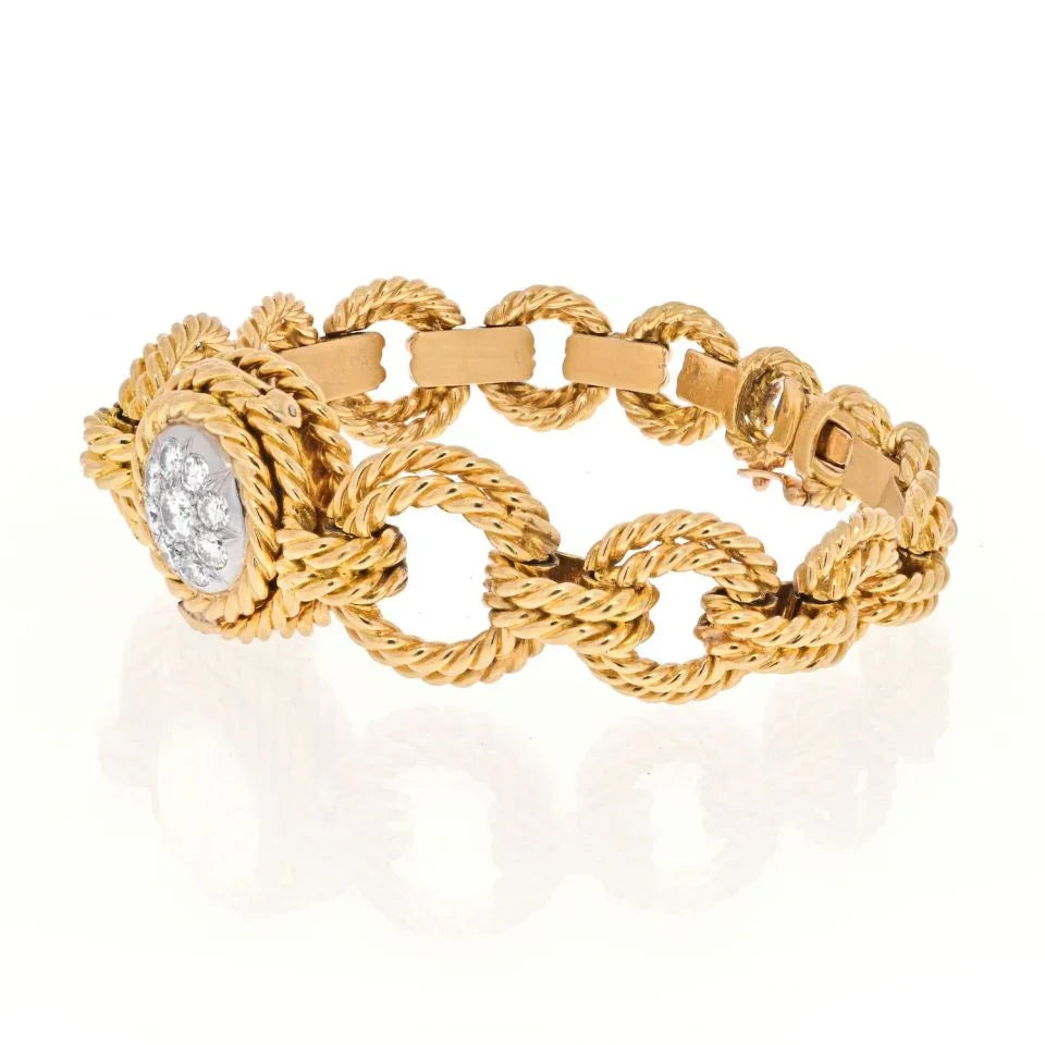 Pre-Owned Van Cleef & Arpels 18K Yellow Gold Diamond Cover Open Link Watch view 3 - Van Cleef & Arpels — Laura Milman New York