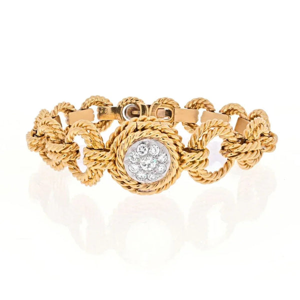 Pre-Owned Van Cleef & Arpels 18K Yellow Gold Diamond Cover Open Link Watch - Van Cleef & Arpels Watch