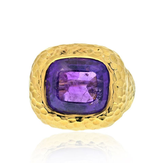 David Webb Estate Ring 18K Yellow Gold and Platinum