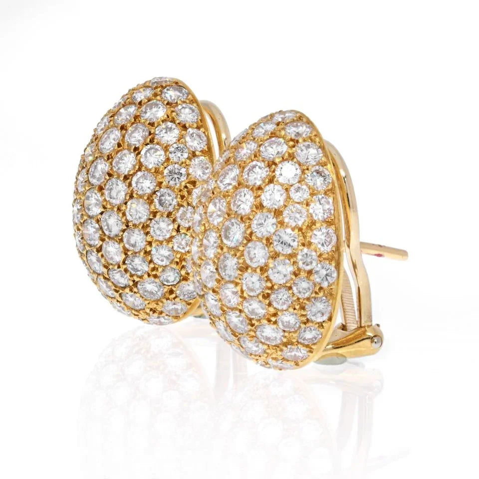 Van Cleef & Arpels 18K Yellow Gold Pave Round Diamond Cluster Earrings — view 2 — Laura Milman New York