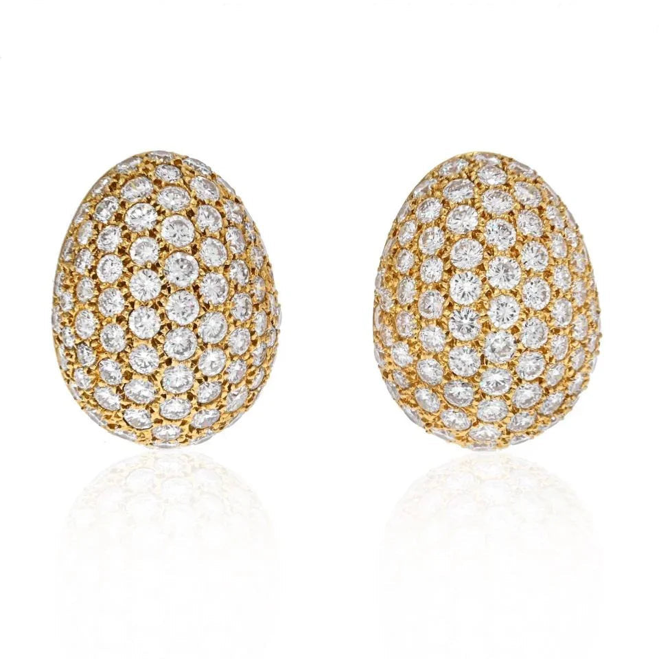 Van Cleef & Arpels 18K Yellow Gold Pave Round Diamond Cluster Earrings — Laura Milman New York