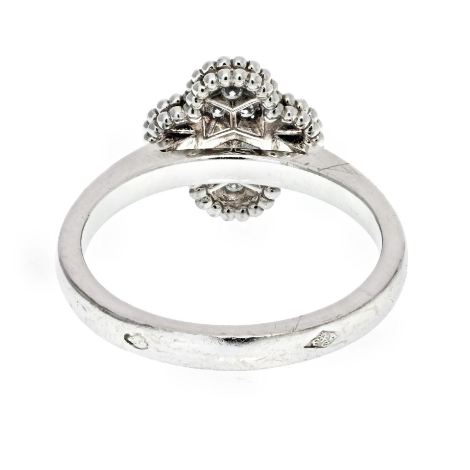 Van Cleef & Arpels 18K WG Alhambra Diamond Ring, Size 4