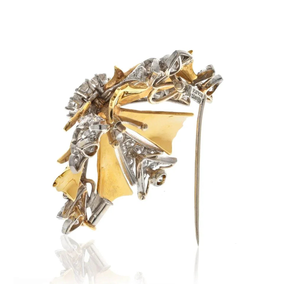 David Webb Platinum & 18K Yellow Gold Snowflake Syle Diamond Heraldic Brooch — view 3 — Laura Milman New York