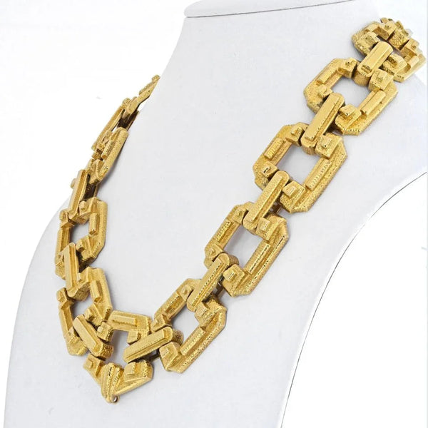 David Webb Platinum & 18K Yellow Gold Large Ancient World Open Link Necklace — view 2