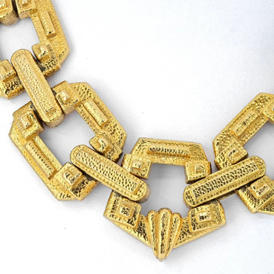 David Webb Platinum & 18K Yellow Gold Large Ancient World Open Link Necklace — view 3 — Laura Milman New York