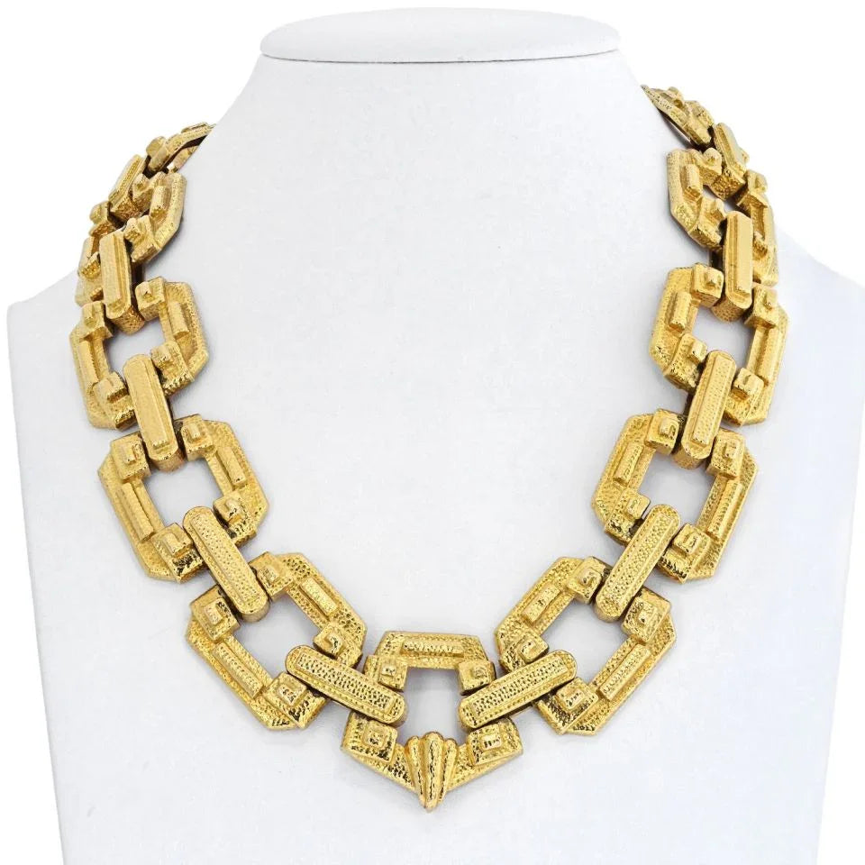 David Webb Platinum & 18K Yellow Gold Large Ancient World Open Link Necklace — Laura Milman New York