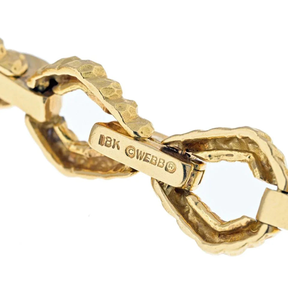 David Webb Platinum & 18K Yellow Gold Hammered Link Twist Chain Necklace — view 5 — Laura Milman New York