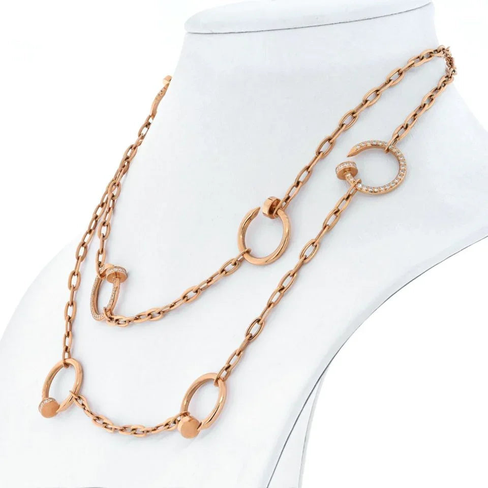 Cartier Juste Un Clou 18K Rose Gold Diamond Chain 35 Inch Necklace — view 2 — Laura Milman New York