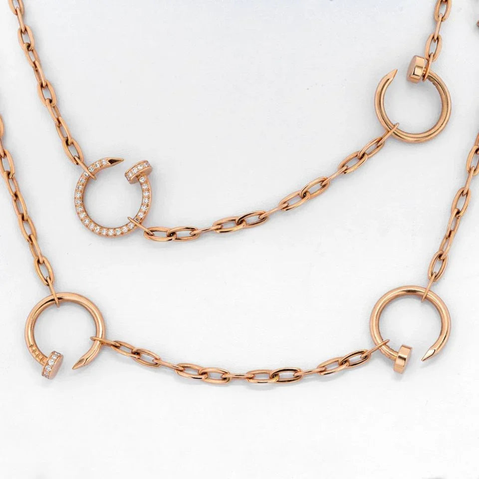 Cartier Juste Un Clou 18K Rose Gold Diamond Chain 35 Inch Necklace — view 4 — Laura Milman New York