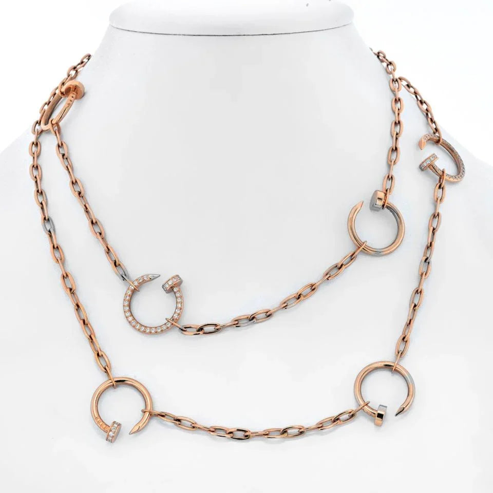 Cartier Juste Un Clou 18K Rose Gold Diamond Chain 35 Inch Necklace — Laura Milman New York