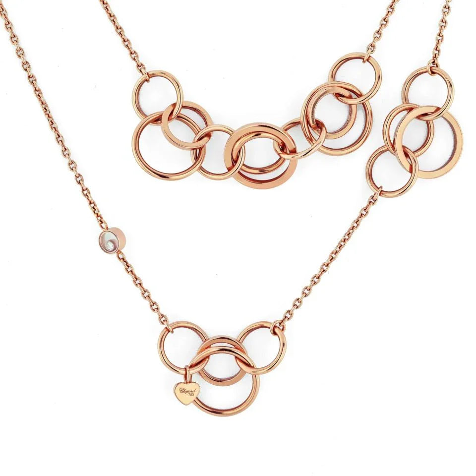 Chopard 18K Rose Gold Happy Diamonds Necklace — Laura Milman New York