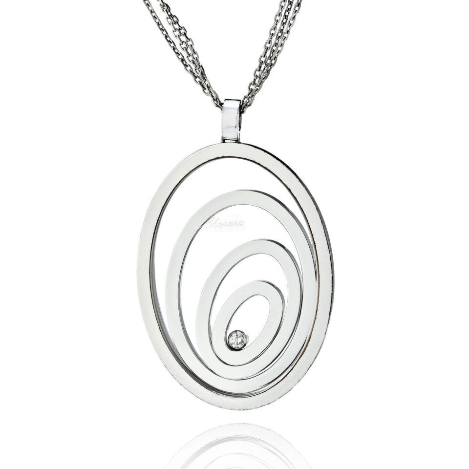 Chopard Diamond 18K White Gold Happy Spirit Floating Diamond Pendant — Laura Milman New York