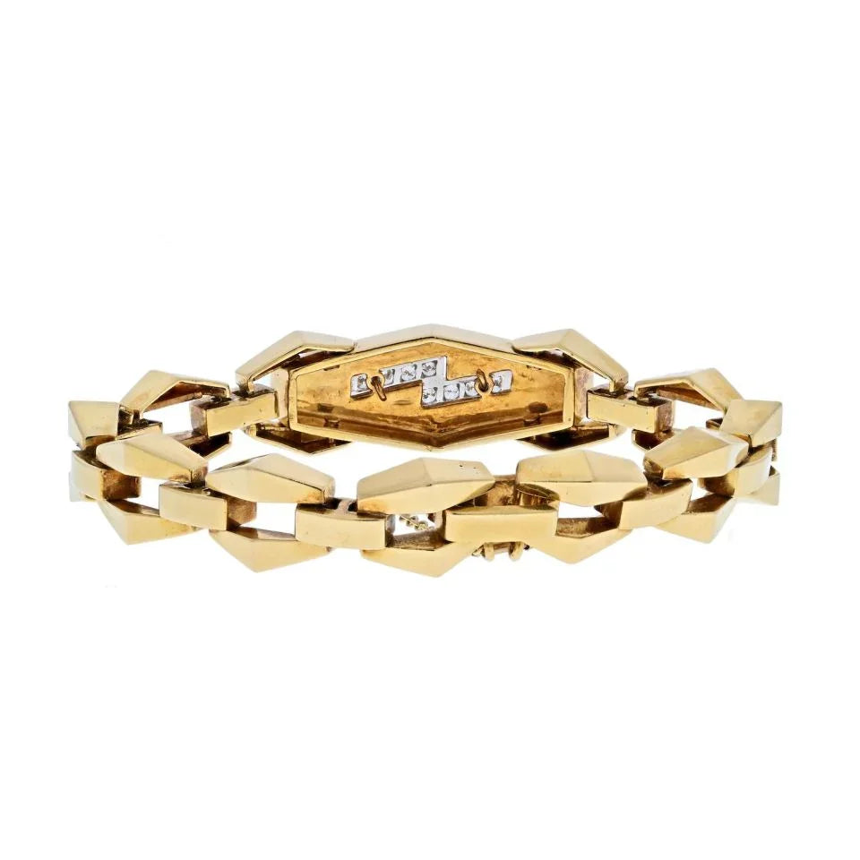David Webb 18K Yellow Gold Lightning Bolt Modern Link Cubist Design Bracelet — view 4 — Laura Milman New York