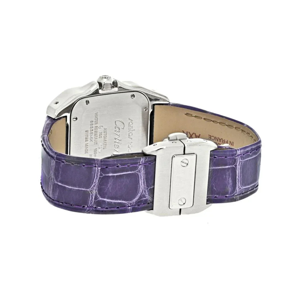 Pre-Owned Cartier 18K White Gold Santos 100 Unisex White Gold Diamond Unisex Watch view 3 - Cartier — Laura Milman New York
