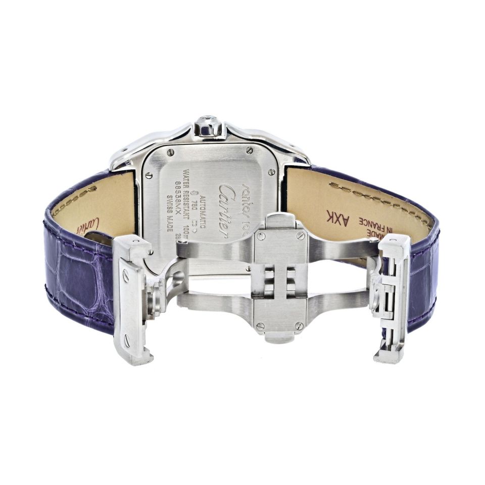 Cartier 18K White Gold Santos Watch with Diamond Bezel, 33mm Case