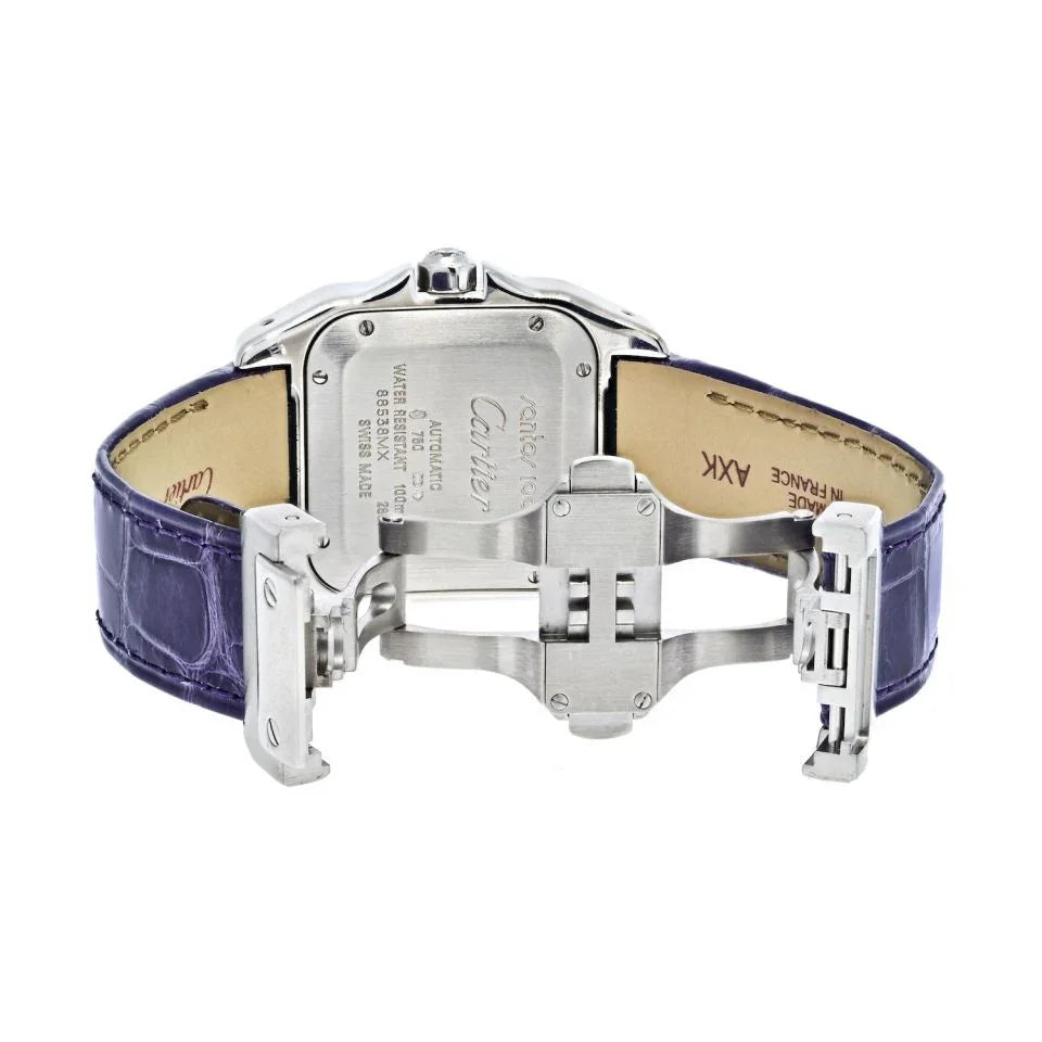 Pre-Owned Cartier 18K White Gold Santos 100 Unisex White Gold Diamond Unisex Watch view 4 - Cartier — Laura Milman New York