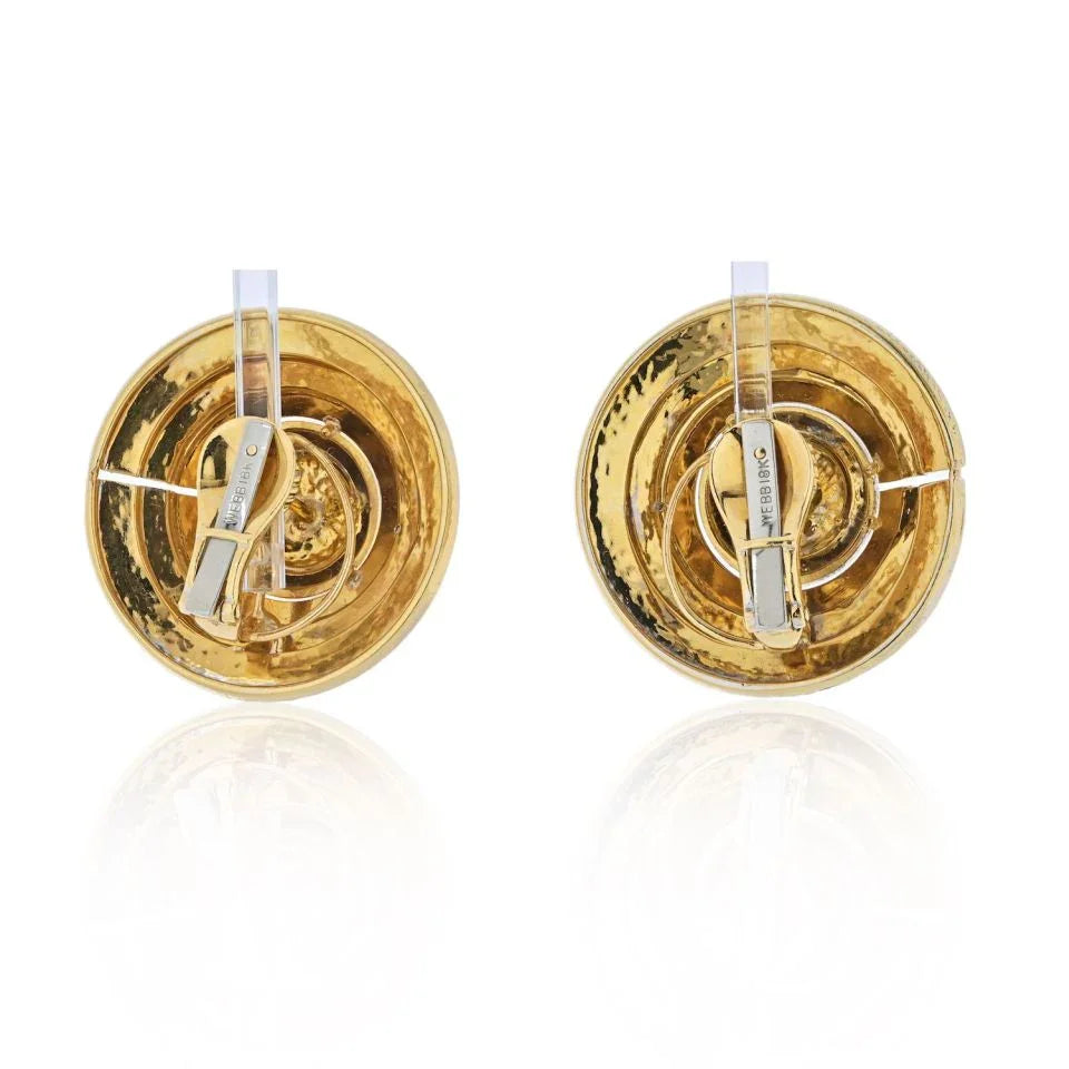 David Webb 18K Yellow Gold Gold Beehive Shield Clip Earrings — view 4 — Laura Milman New York