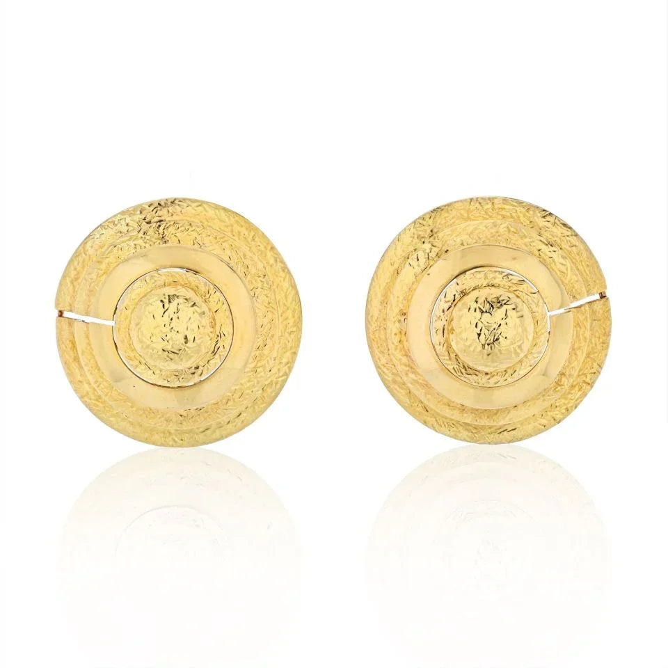 David Webb 18K Yellow Gold Gold Beehive Shield Clip Earrings — Laura Milman New York