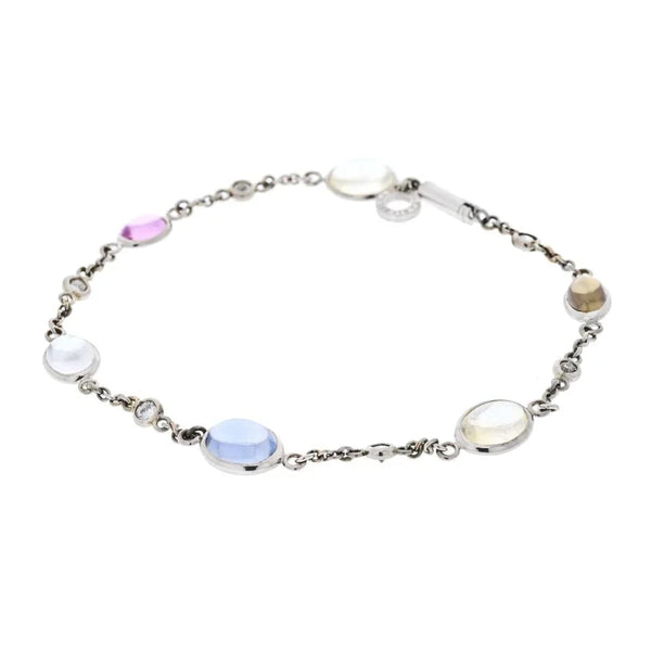 Bvlgari 18K White Gold Parentesi Gemstone And Diamond Chain Bracelet — view 2