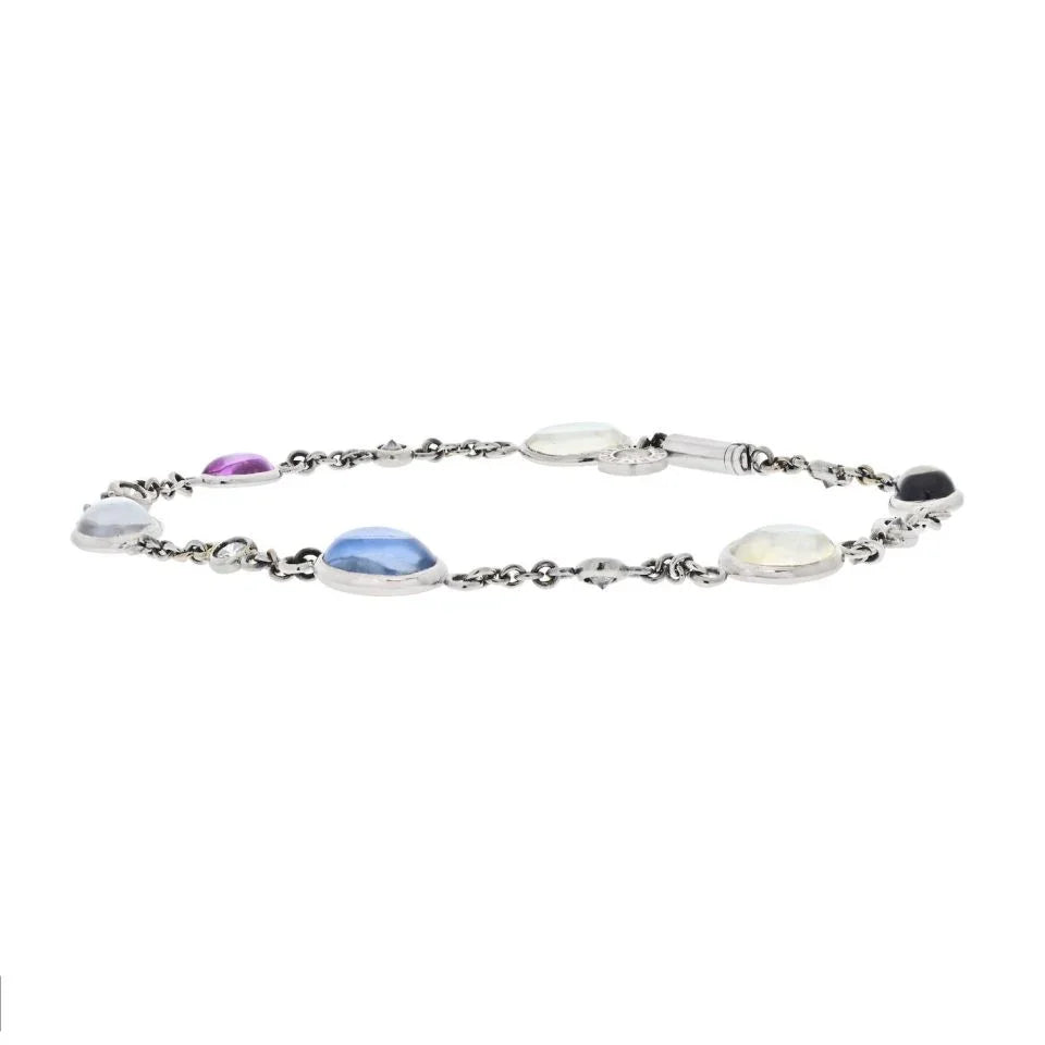Bvlgari 18K White Gold Parentesi Gemstone And Diamond Chain Bracelet — Laura Milman New York
