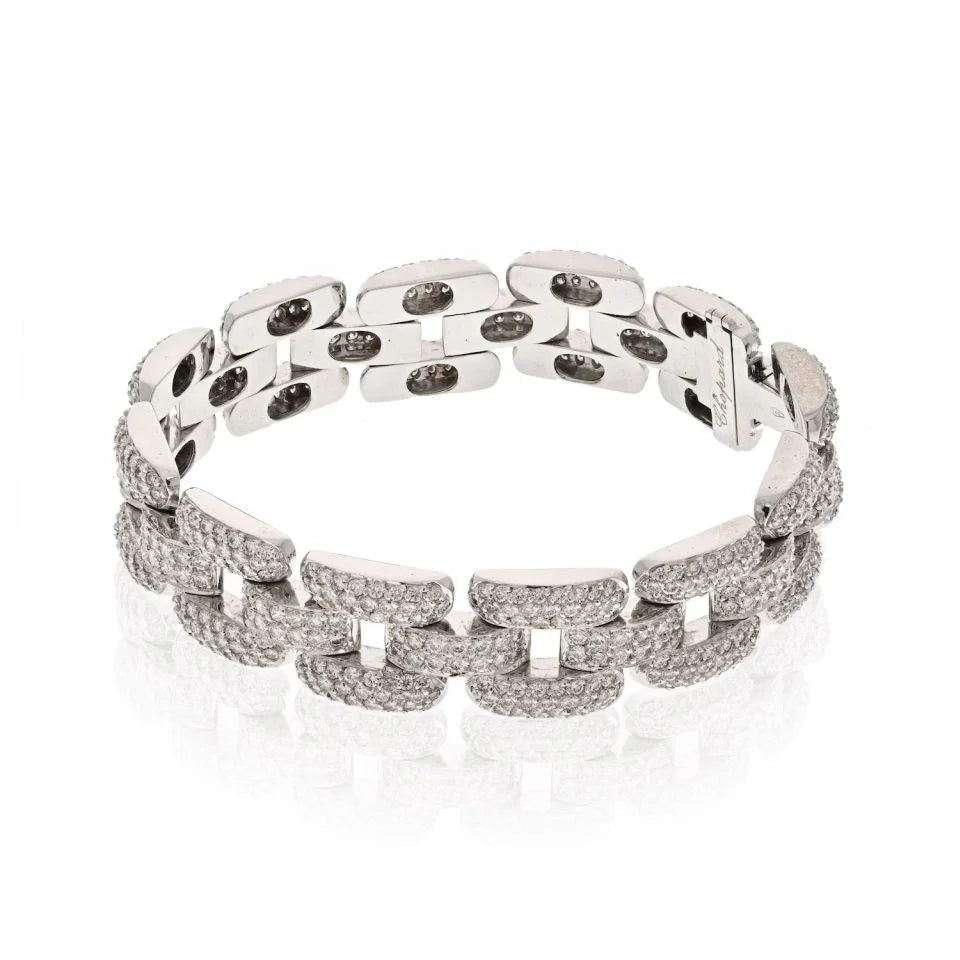 Chopard 18K White Gold 20 Carat Micro Pave Diamond Link Bracelet — view 2 — Laura Milman New York