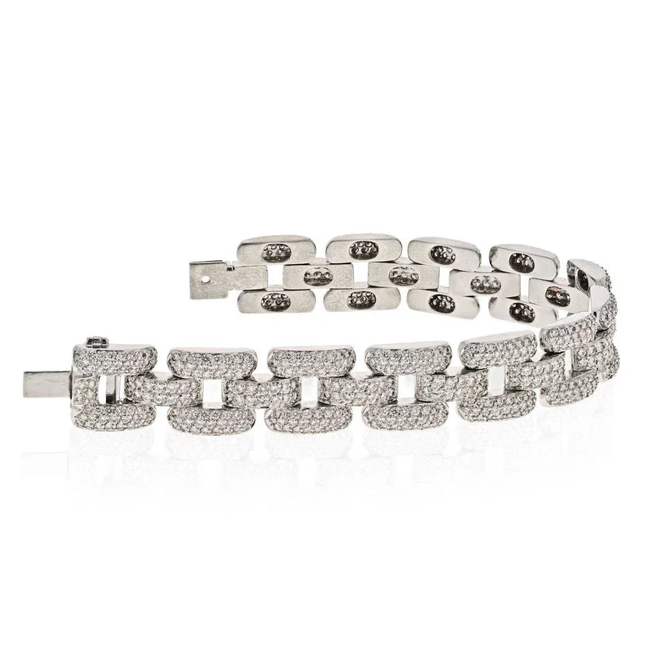 Chopard 18K White Gold 20 Carat Micro Pave Diamond Link Bracelet — view 3 — Laura Milman New York