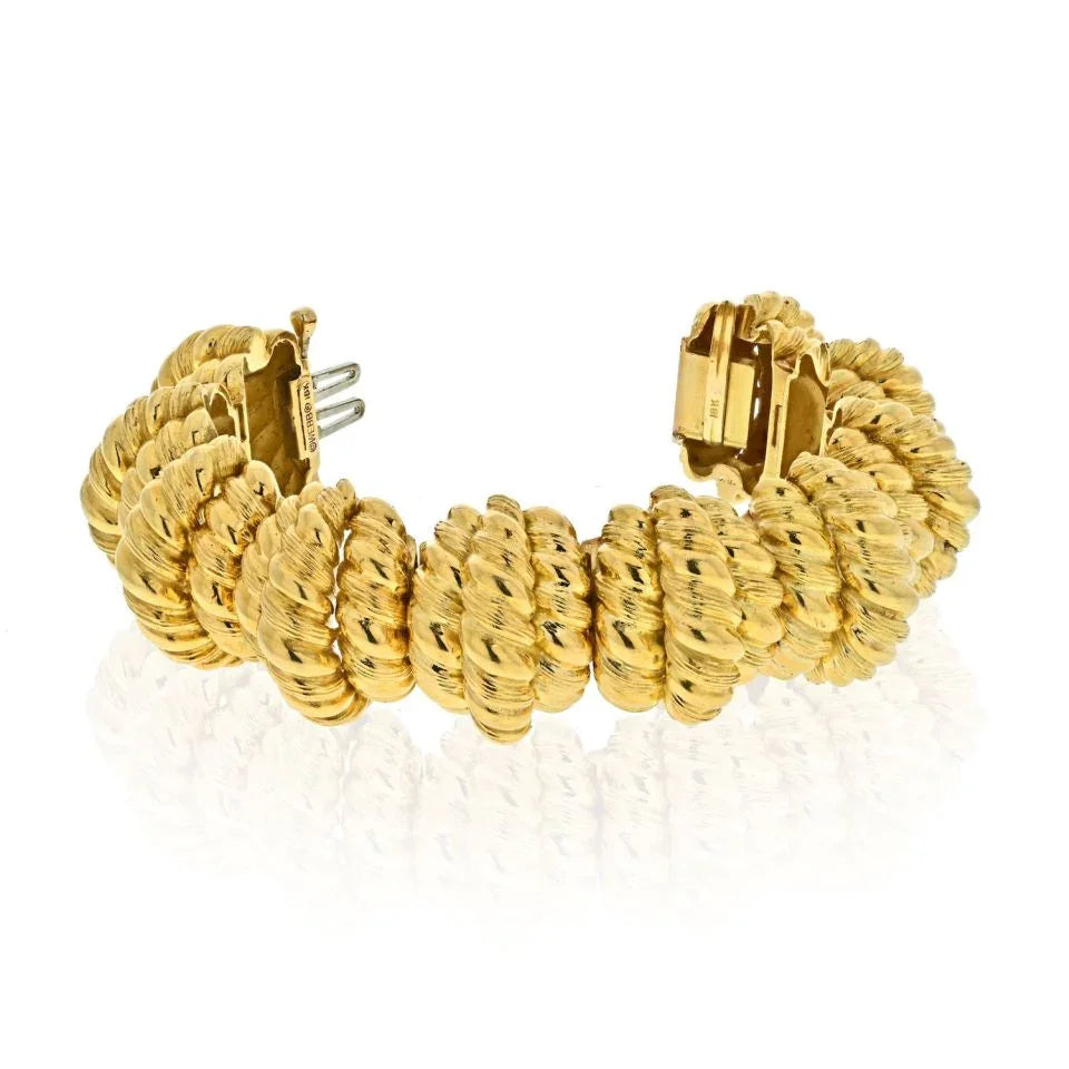 David Webb 18K Yellow Gold Power Architectural Bracelet — view 2 — Laura Milman New York