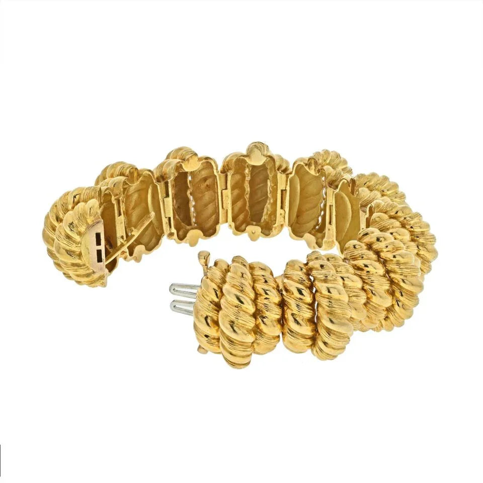 David Webb 18K Yellow Gold Power Architectural Bracelet — view 3 — Laura Milman New York