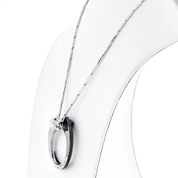Cartier 18K White Gold Ceramic, Black Ceramic, Panthere Necklace — view 2
