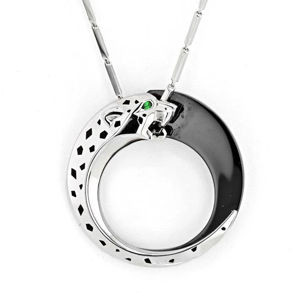 Cartier 18K White Gold Ceramic, Black Ceramic, Panthere Necklace — view 3 — Laura Milman New York