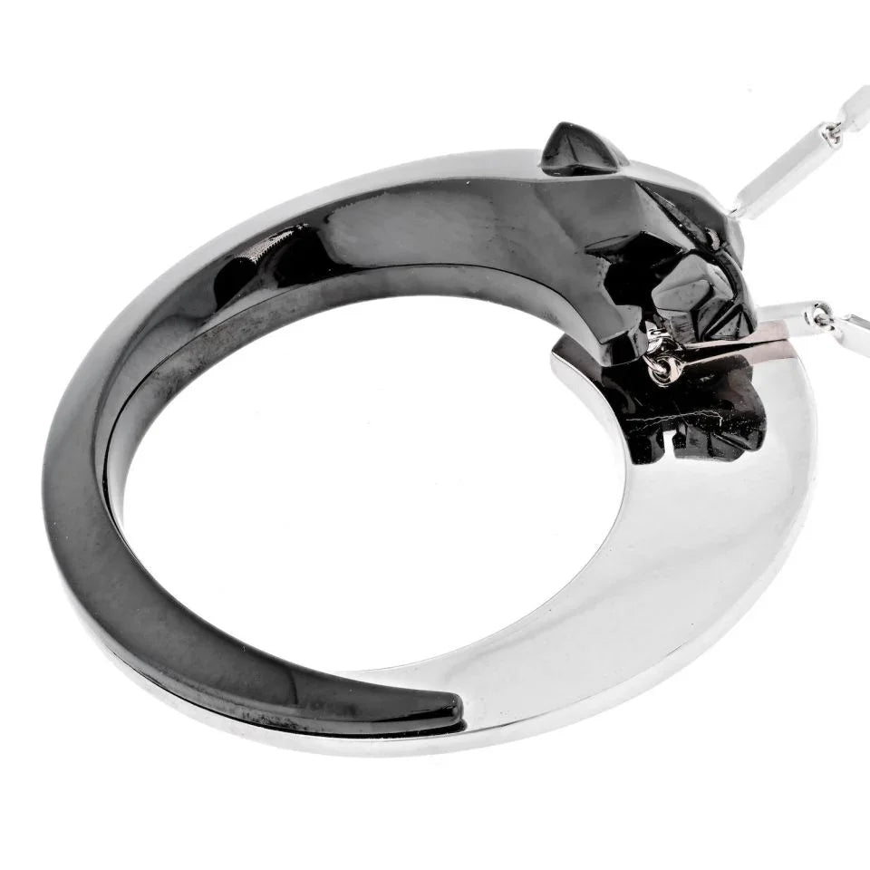 Cartier 18K White Gold Ceramic, Black Ceramic, Panthere Necklace — view 5 — Laura Milman New York