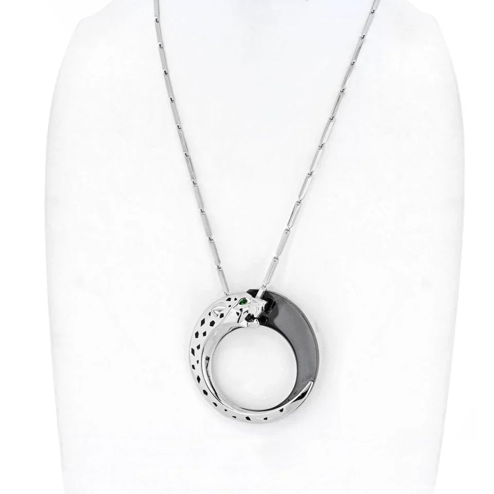 Cartier 18K White Gold Ceramic, Black Ceramic, Panthere Necklace — Laura Milman New York