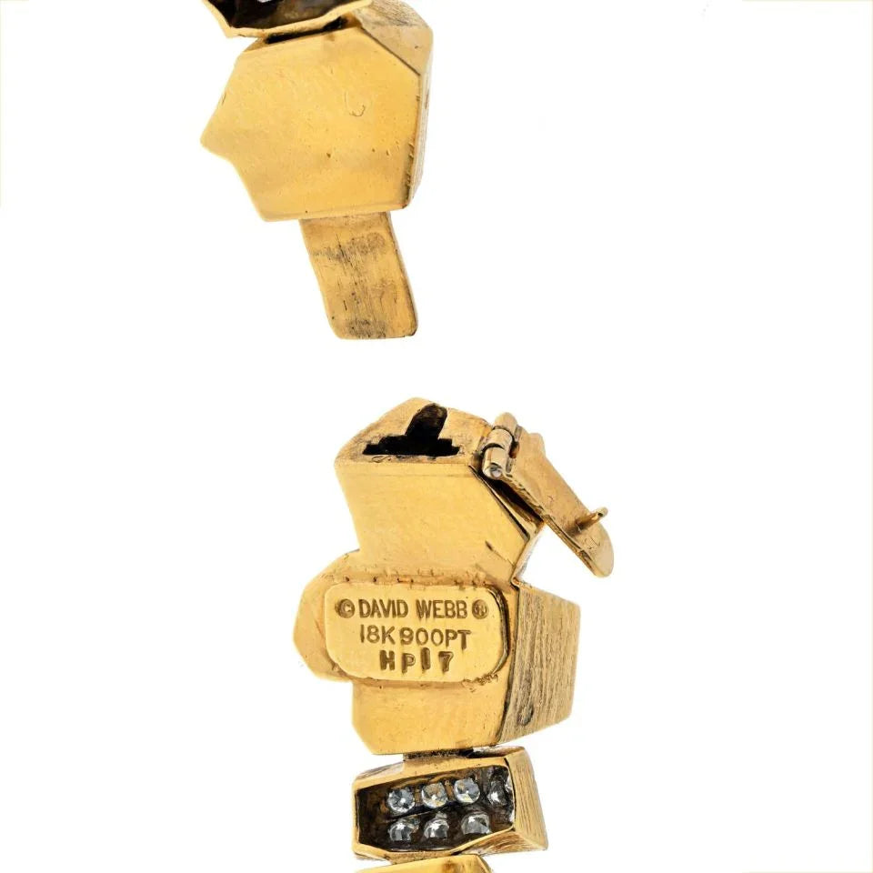 David Webb Platinum & 18K Yellow Gold Textured Nugget Style 1.62cts Bracelet — view 5 — Laura Milman New York
