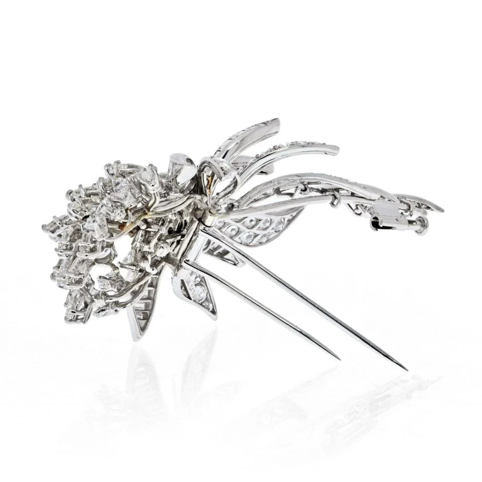 David Webb Platinum 21.00 Carats 1960's Diamond Floral Brooch — view 3 — Laura Milman New York