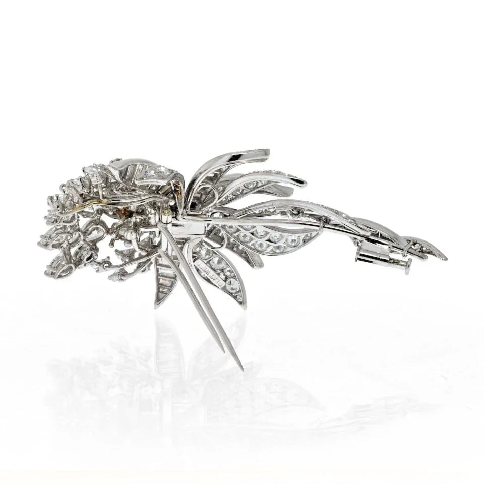 David Webb Platinum 21.00 Carats 1960's Diamond Floral Brooch — view 4 — Laura Milman New York
