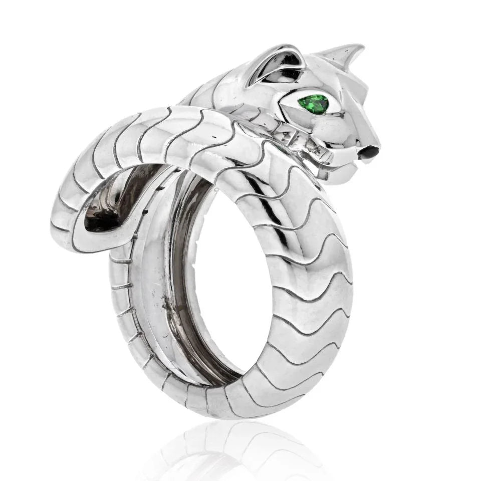 Cartier 18K White Gold Lakarda Wrap Panthere Ring — view 2 — Laura Milman New York