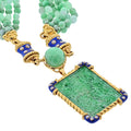 David Webb Jade Platinum & 18K Yellow Gold Jade, Diamond, Blue Enamel Necklace view 8