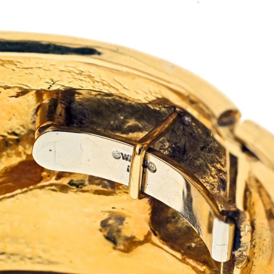 David Webb Platinum & 18K Yellow Gold Repousse Finish Leopard Bracelet — view 5 — Laura Milman New York