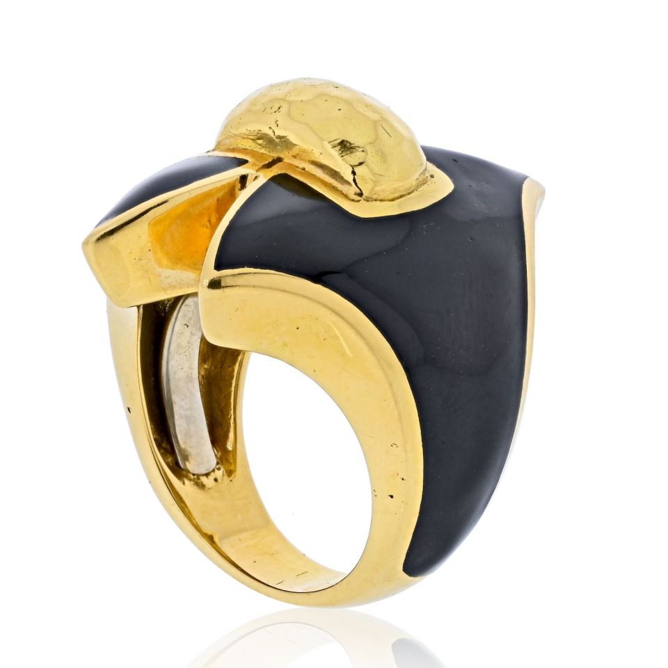 David Webb Estate Ring 18K Yellow Gold and Platinum