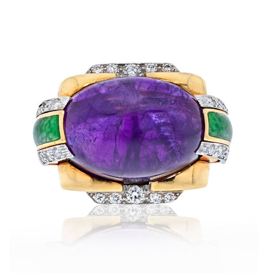 David Webb Estate Ring 18K Yellow Gold and Platinum 0.85 cts Diamond
