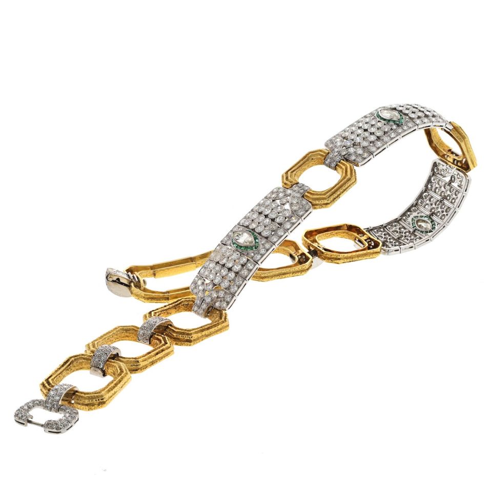 David Webb Collar Platinum & 18K Yellow Gold 25 Carat Diamond Collar Necklace — view 3 — Laura Milman New York