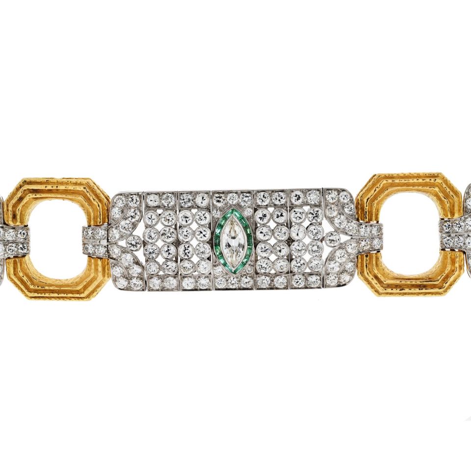 David Webb Collar Platinum & 18K Yellow Gold 25 Carat Diamond Collar Necklace — view 4 — Laura Milman New York