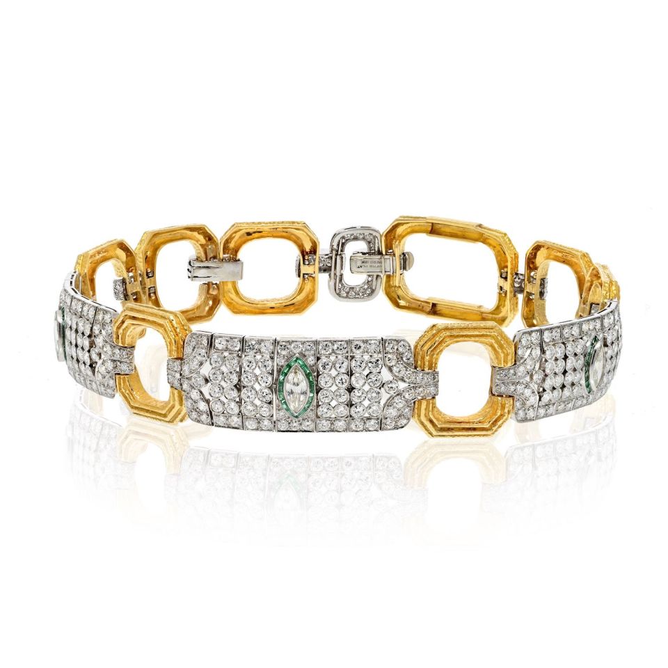 David Webb Collar Platinum & 18K Yellow Gold 25 Carat Diamond Collar Necklace — Laura Milman New York